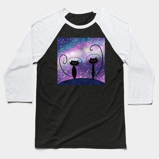 Cosmic Cats in Space Baseball T-Shirt by TheCoatesCloset